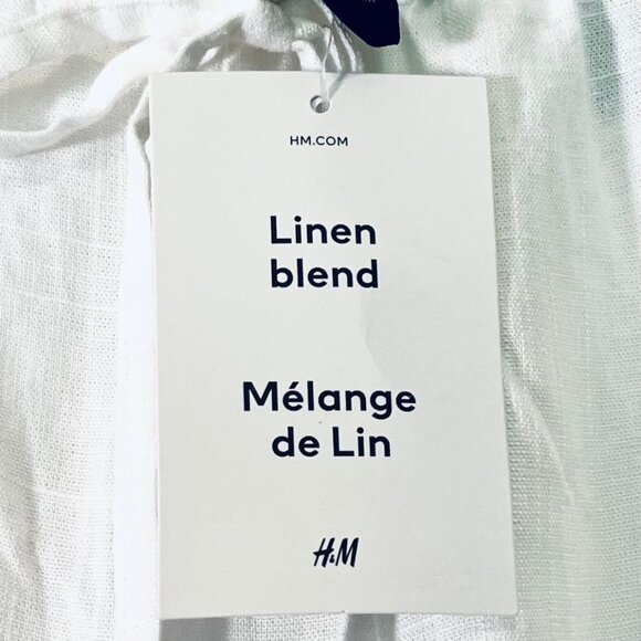 H&M Linen Blend Gauzy Pants in White (XL) New with Tag - Picture 9 of 10